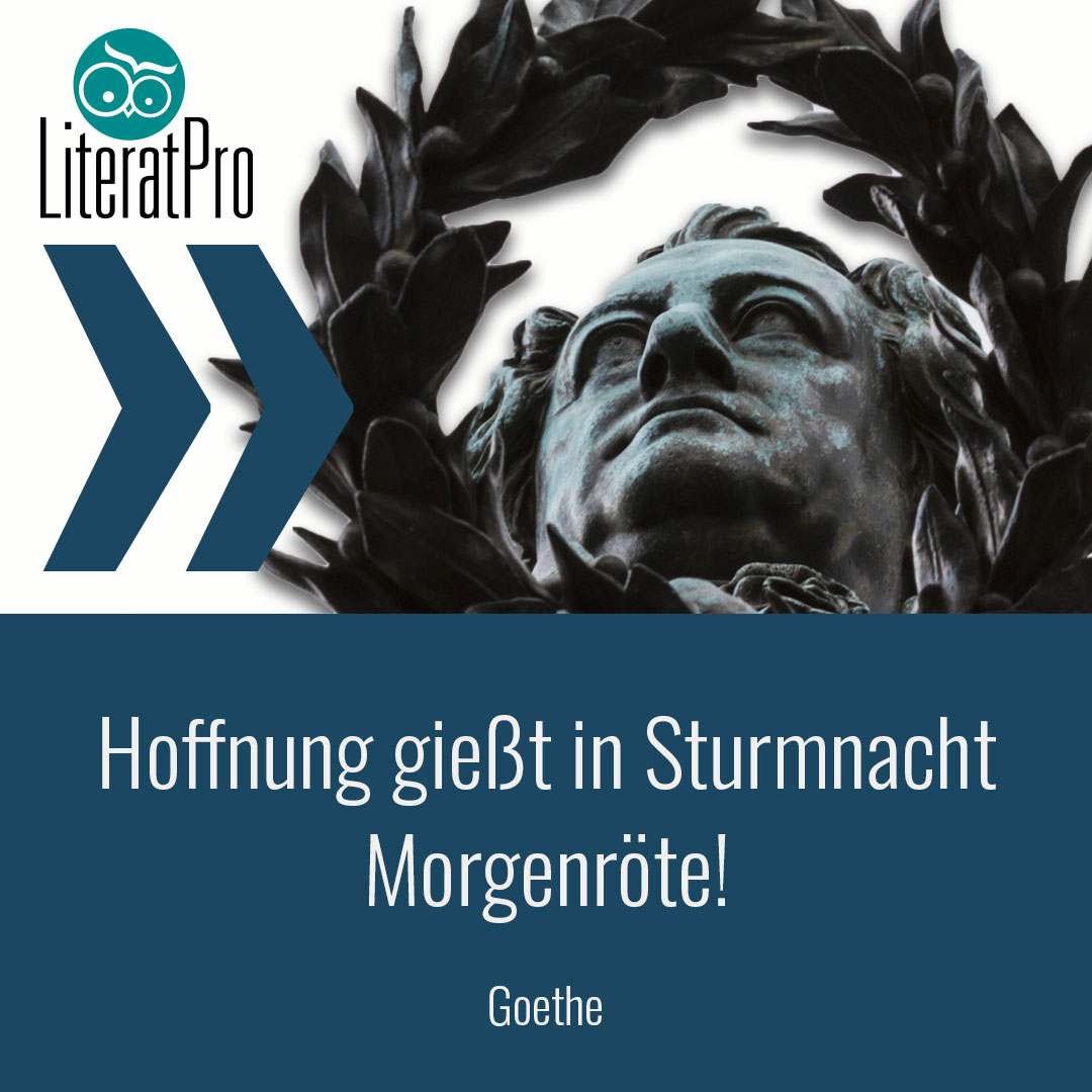 Bild zeigt Zitat von Goethe Hoffnung gießt in Sturmnacht Morgenröte!