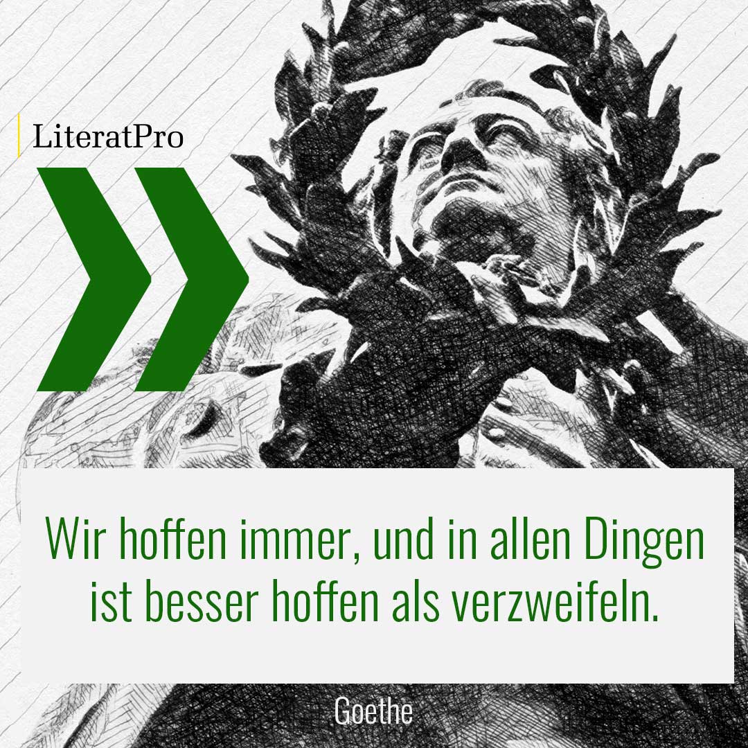 Bild zeigt Goethe und Aphorismus Wir hoffen immer, und in allen Dingen ist besser hoffen als verzweifeln.