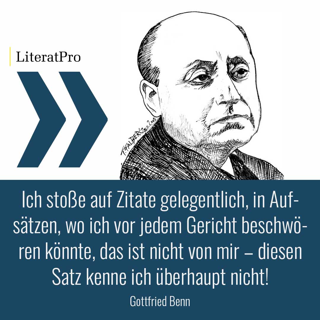 Bild zeigt Gottfried Benn und Zitat