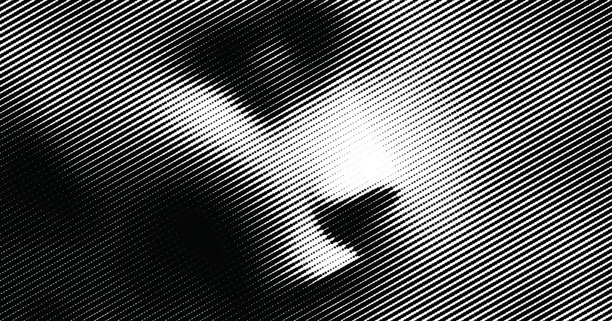 Abstrakte Silhouette eines Gesichts im Halbraster, hell-dunkel kontrastiert