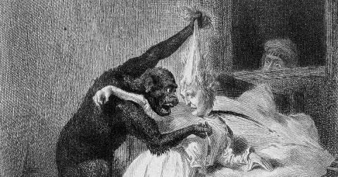 Bild zeigt Illustration des Doppelmordes in der Rue Morgue
